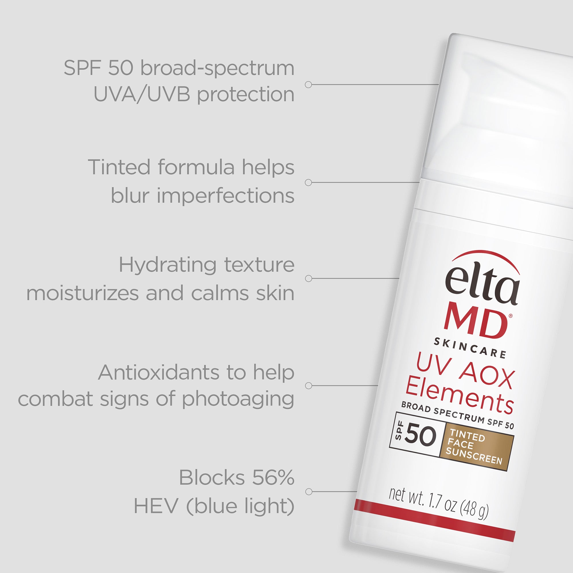 EltaMD UV AOX Elements cu spectru larg SPF 50 (1.7 oz)