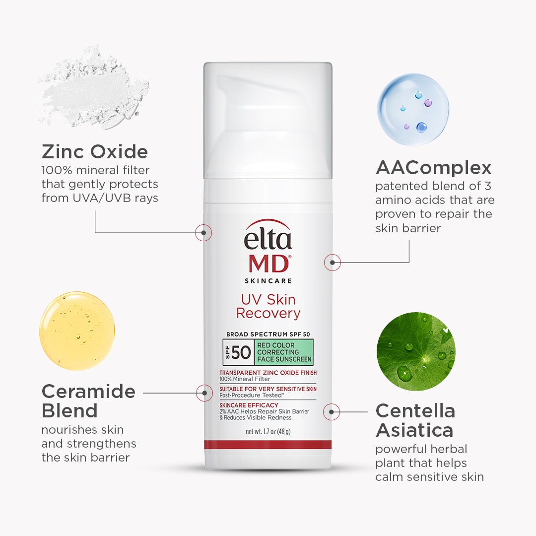 EltaMD UV Skin Recovery Red Color Correcting Green Tint Broad Spectrum SPF 50 (1.7 oz)