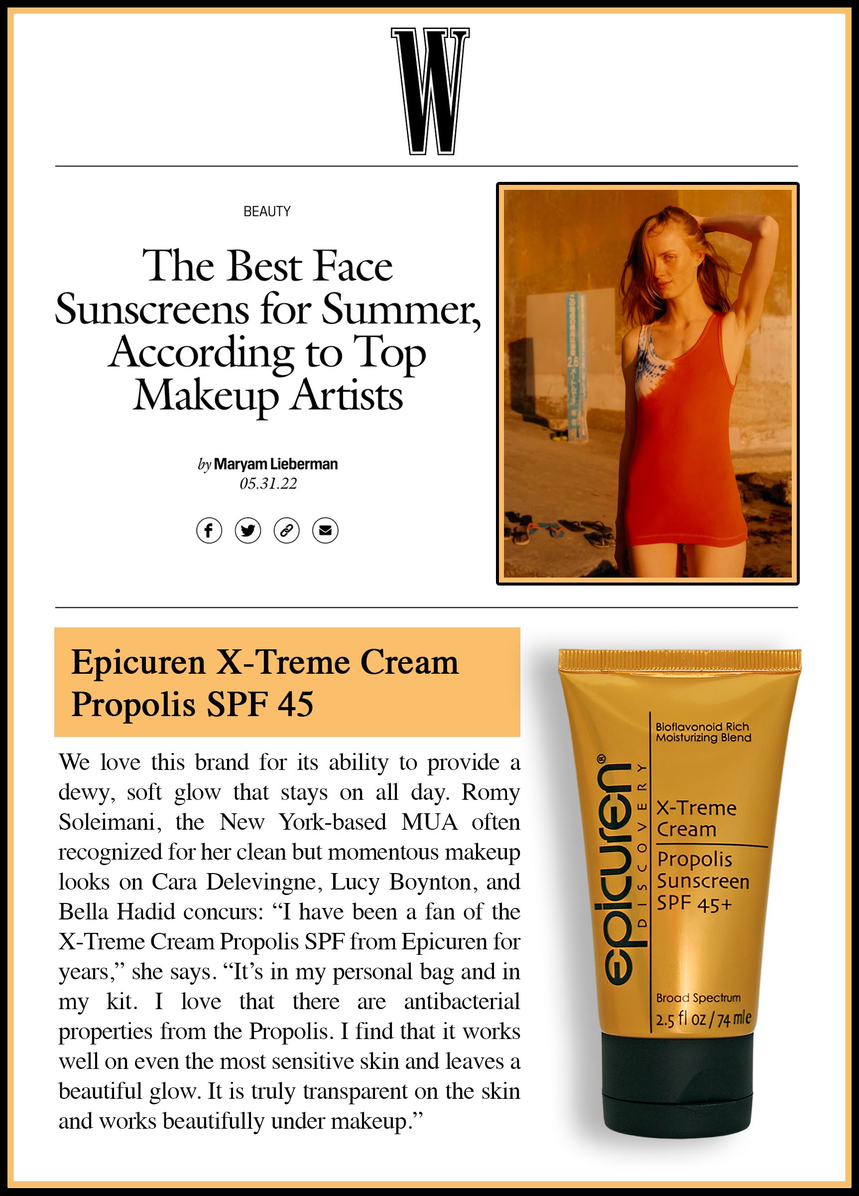 Epicuren Discovery X-Treme Cream Propolis Sunscreen SPF 45+ (2.5 oz)