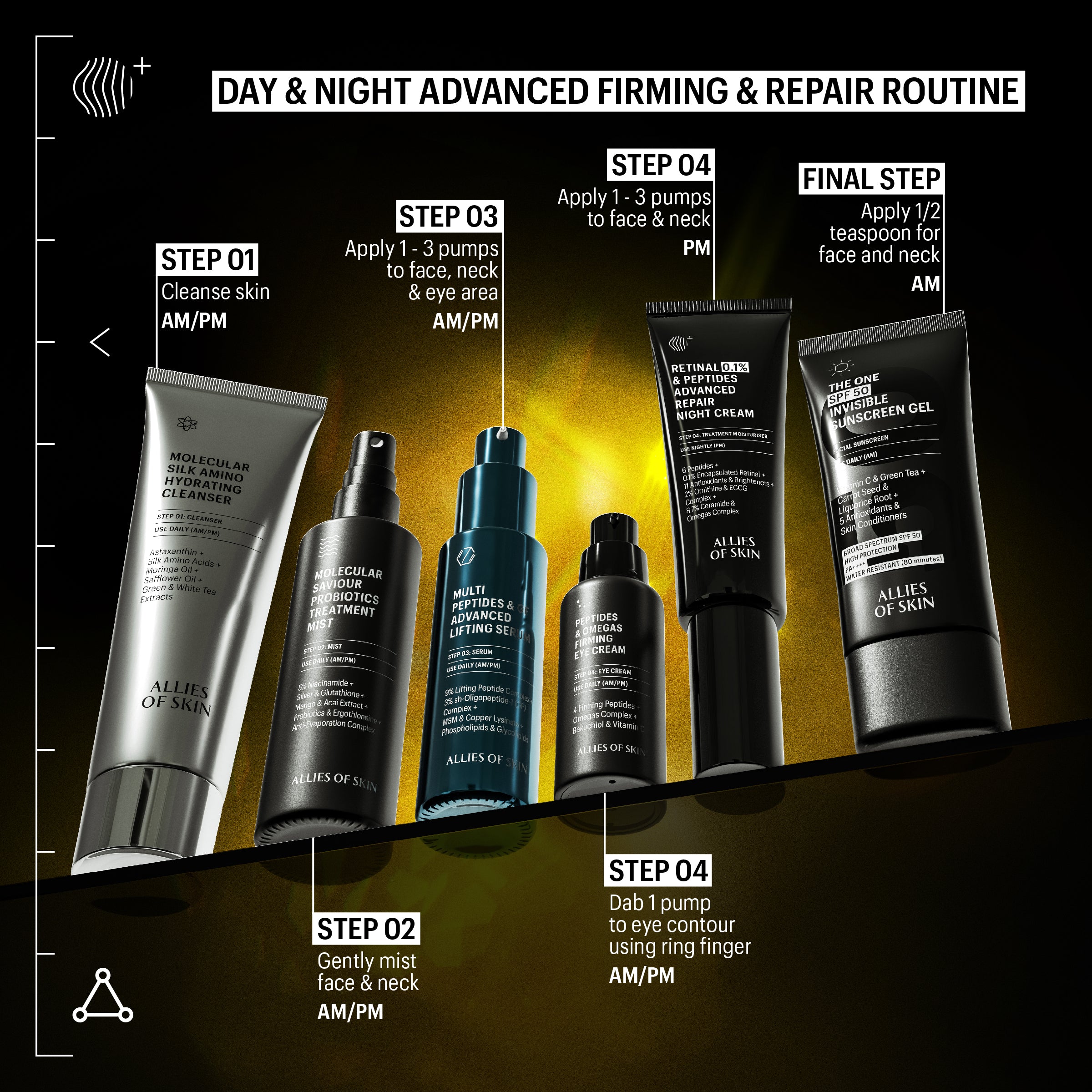 Allies of Skin Retinal 0.1% and Peptides Advanced Repair Night Cream (1.6 oz).