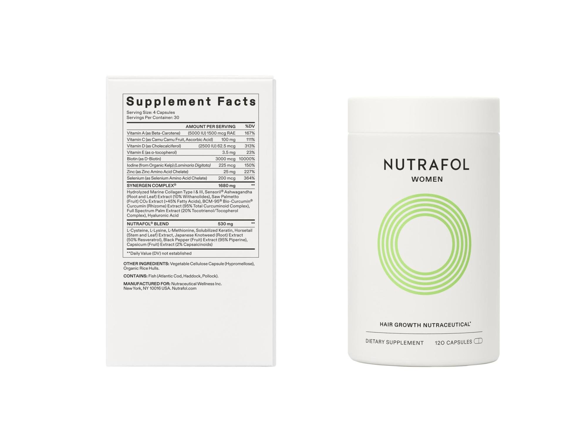 Nutrafol әйелдер шаш өсуіне арналған Nutraceutical (120 капсула)