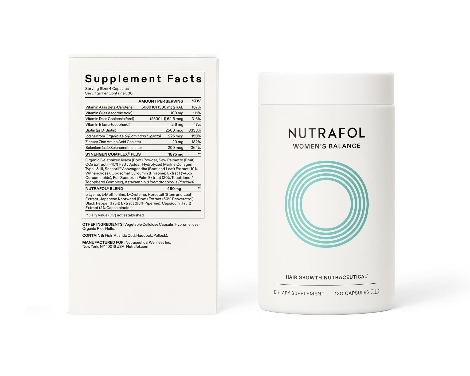 Nutrafol Женски баланс за растеж на косата Хранителни добавки (120 капсули)