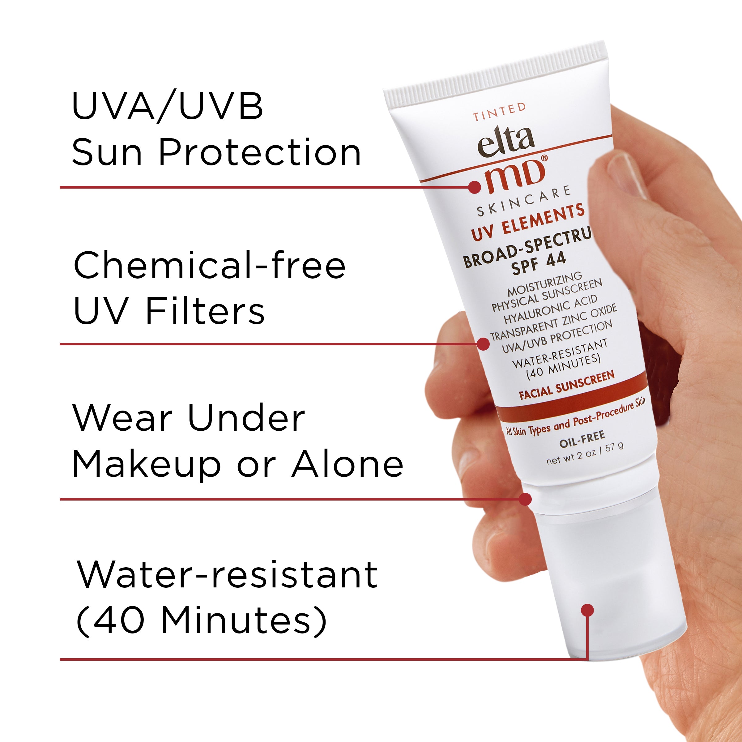 Vipengele vya UV vya EltaMD Vilivyotiwa Tinted SPF 44 (oz 2)