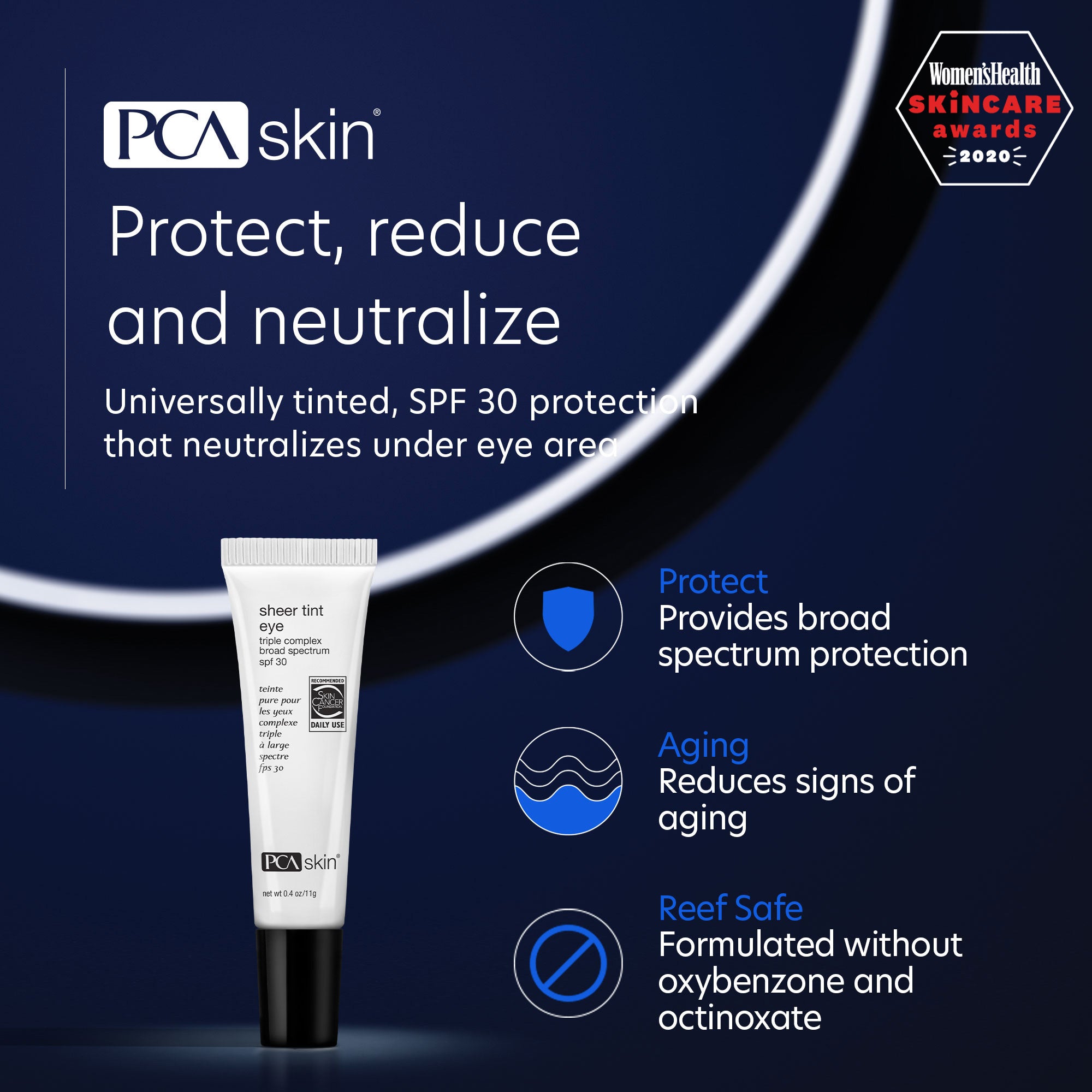 PCA Skin Sheer Tint Eye Broad Spectrum SPF 30（0.4 盎司）