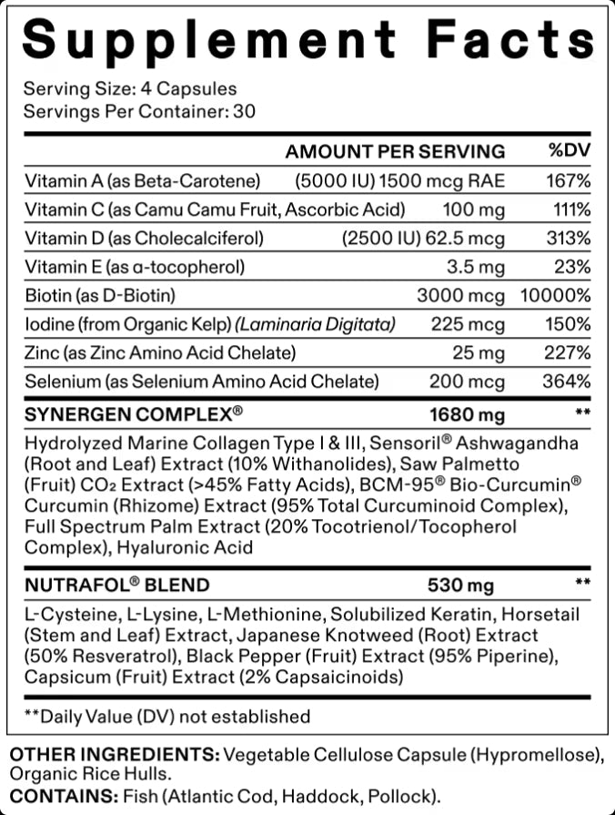 Nutrafol pou kwasans cheve fanm Nutraceutical (120 kapsil)