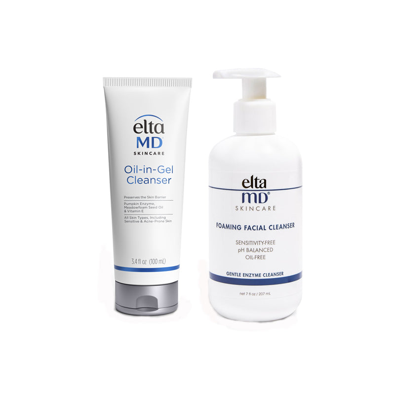 EltaMD Foaming Facial Cleanser (7 oz) Oil-In-Gel Cleanser (3.4 oz) Duo